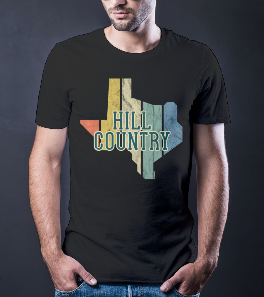 Hill Country Texas State Map Retro T-Shirt