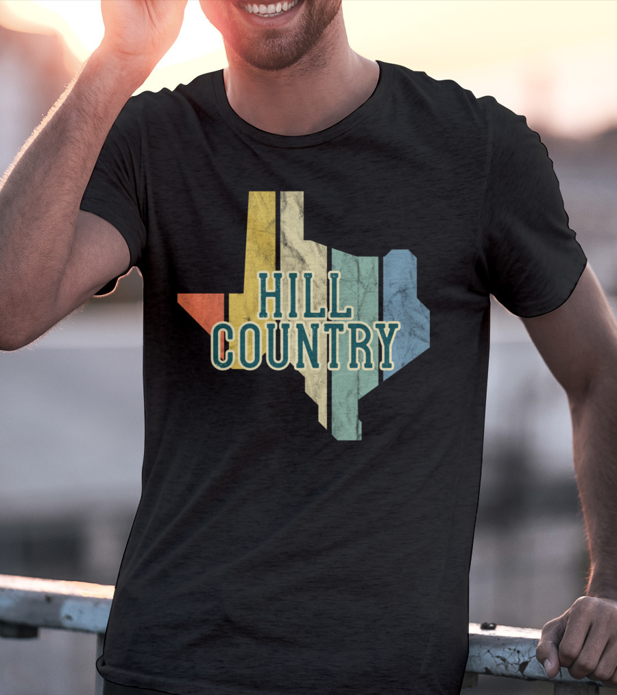Hill Country Texas State Map Retro T-Shirt