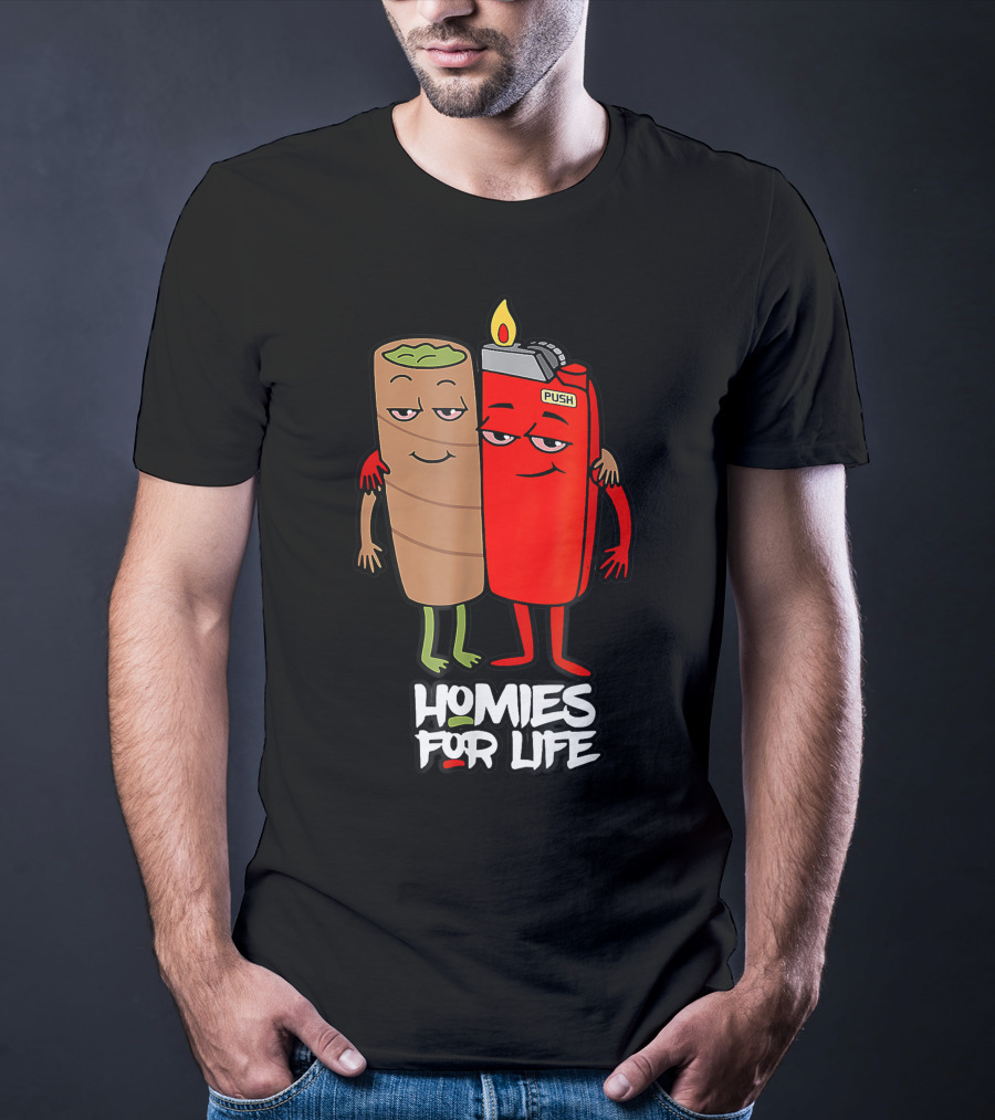 Homies For Life Weed Hugs Blunt Lighter Duo T-Shirt