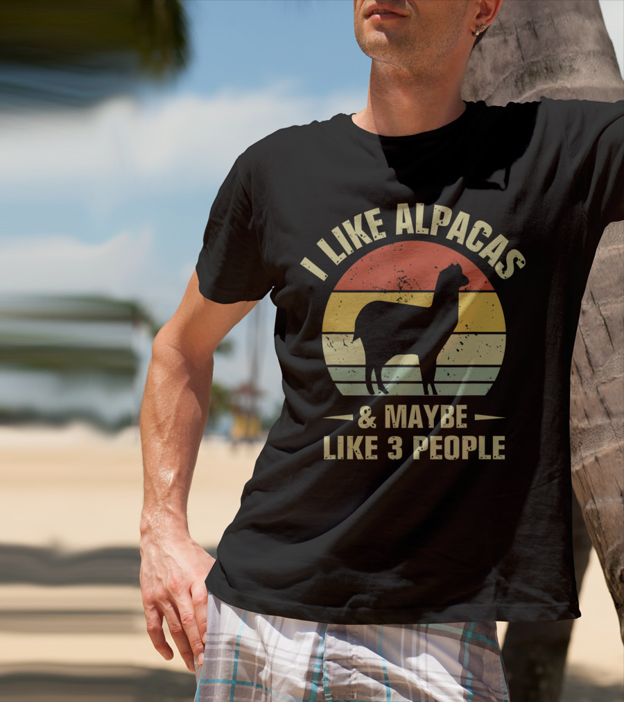 I Like Alpacas And Maybe Like 3 People Retro Alpaca Lover T-Shirt