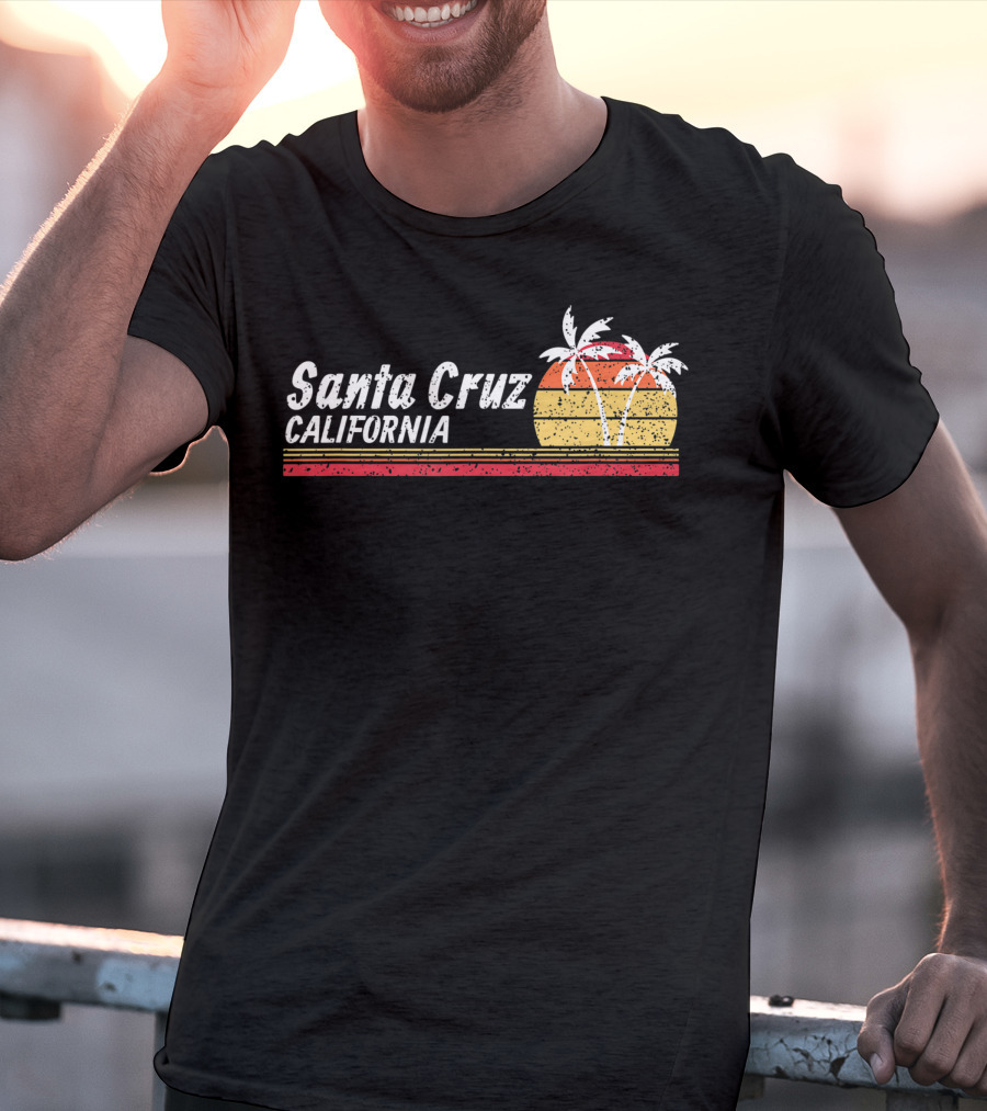 Santa Cruz California Palm Trees Vintage Sunset T-Shirt