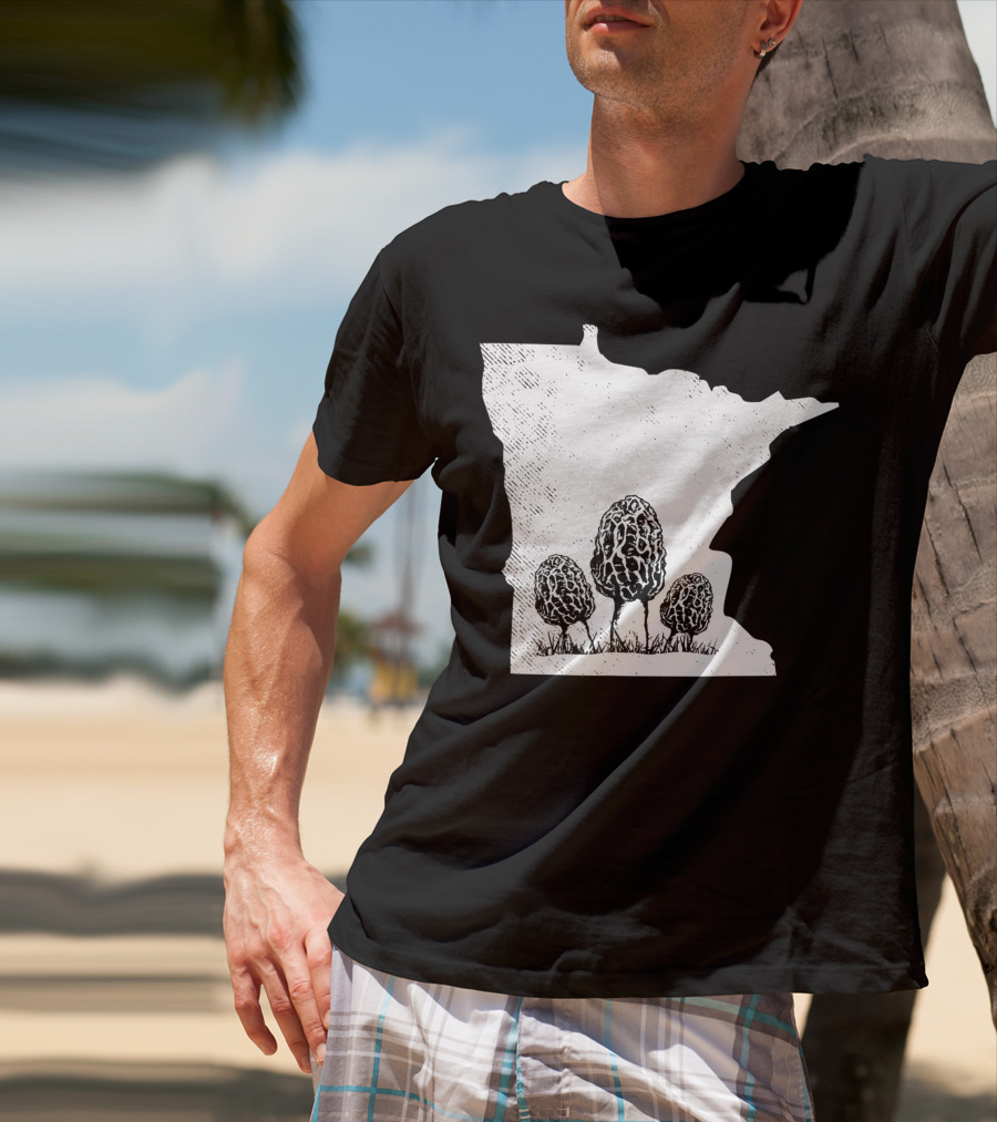 Minnesota Morel Mushroom Hunting Foraging Shrooming Hunter State Map T-Shirt