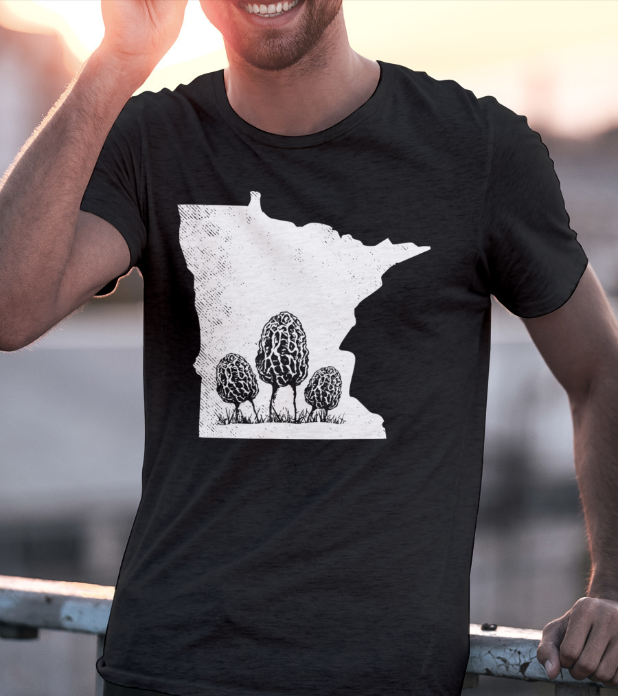 Minnesota Morel Mushroom Hunting Foraging Shrooming Hunter State Map T-Shirt