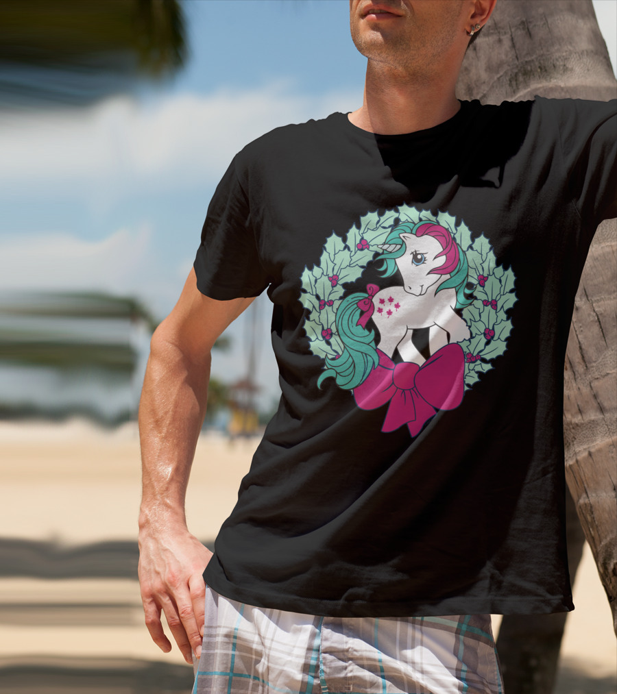 My Little Pony Christmas Holly Wreath With Bow And Pink Mane T-Shirt