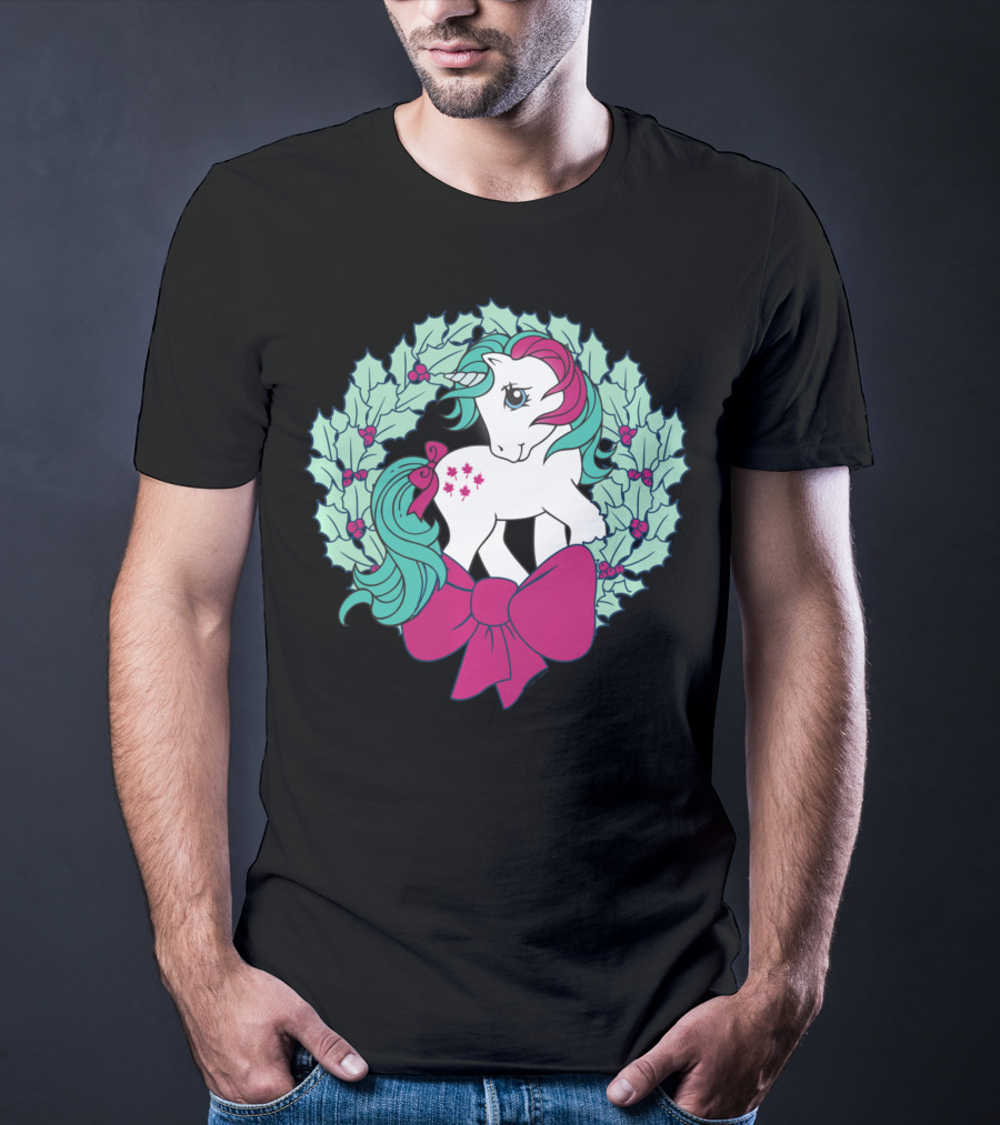 My Little Pony Christmas Holly Wreath With Bow And Pink Mane T-Shirt