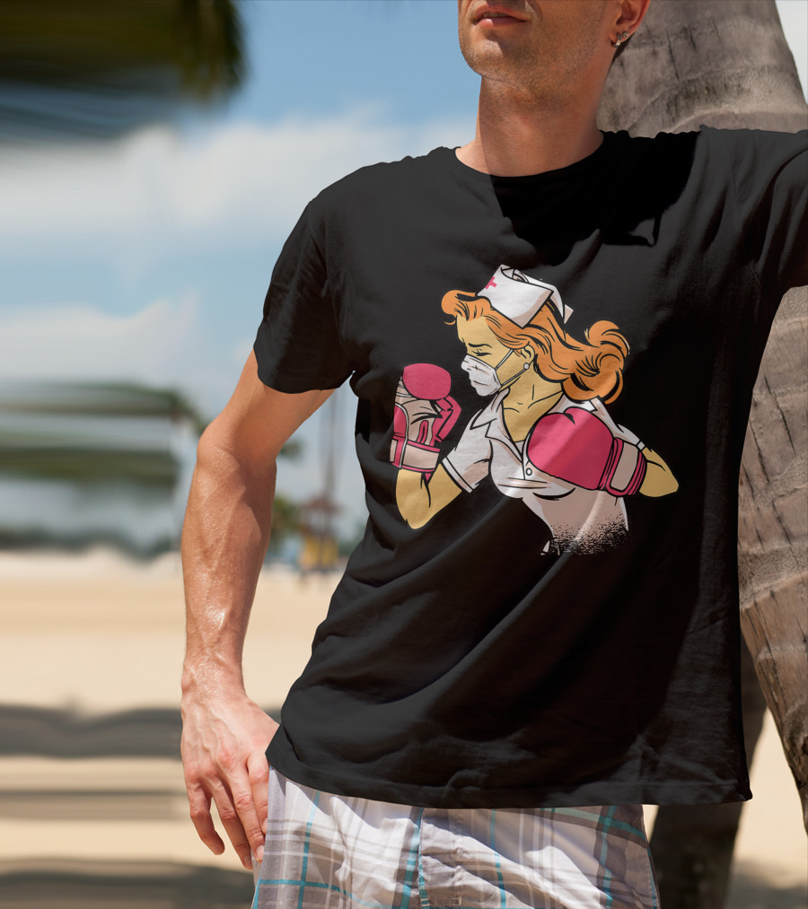 Nurse Boxer With Pink Gloves Fighting Spirit T-Shirt