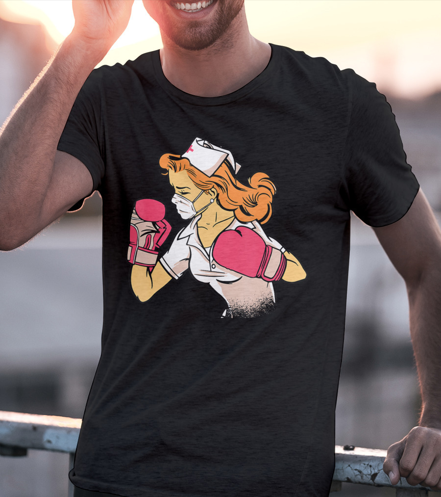 Nurse Boxer With Pink Gloves Fighting Spirit T-Shirt