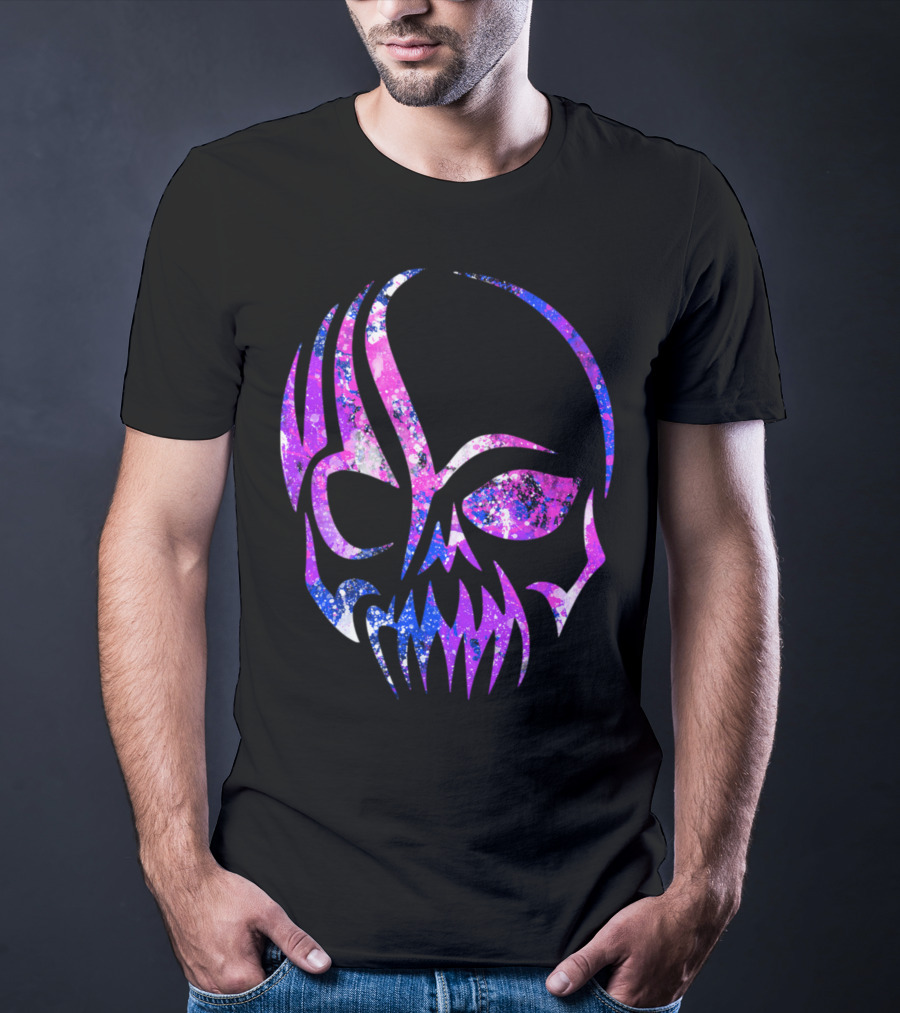 Purple Blue Skull Alien Aesthetic Video Games T-Shirt