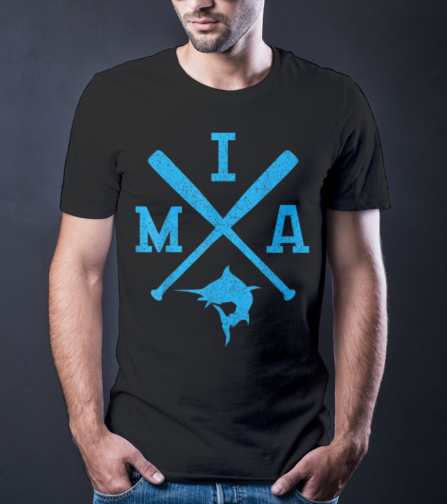 Retro Miami Baseball Bats Vintage Marlin MIA Fan T-Shirt