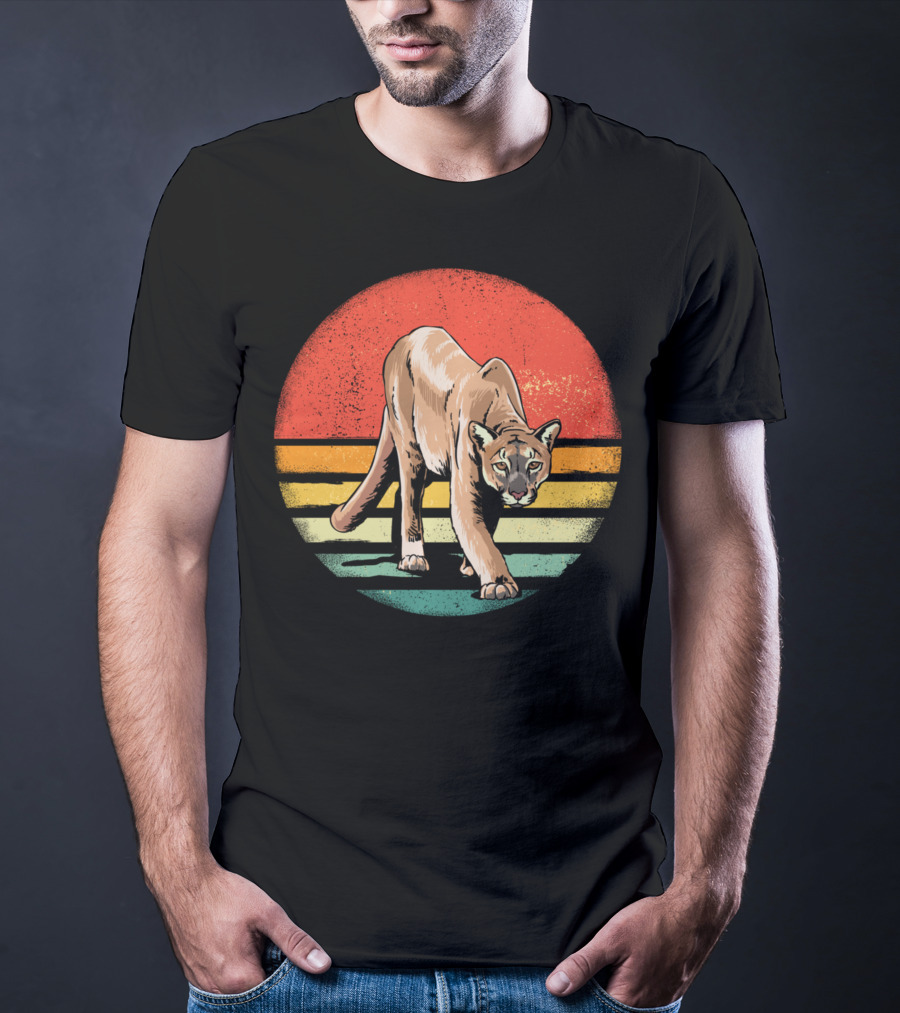 Retro Vintage Cougar Nature Wildlife Lover T-Shirt