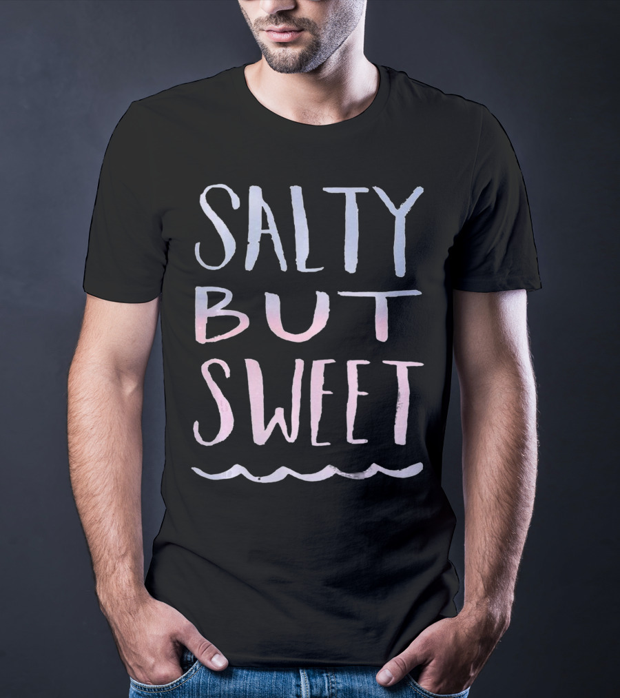 Salty But Sweet Pastel Gradient Text With Wave Line T-Shirt