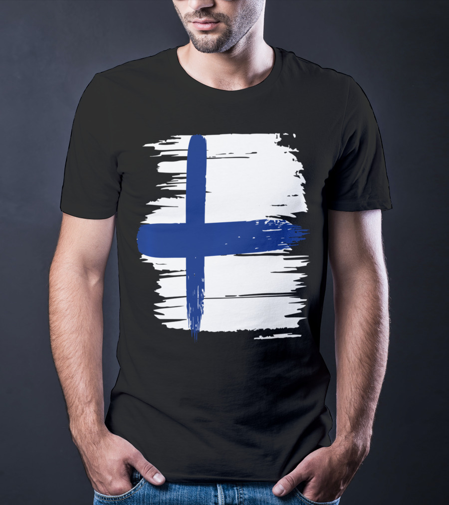Tattered Finnish Flag In Grunge T-Shirt
