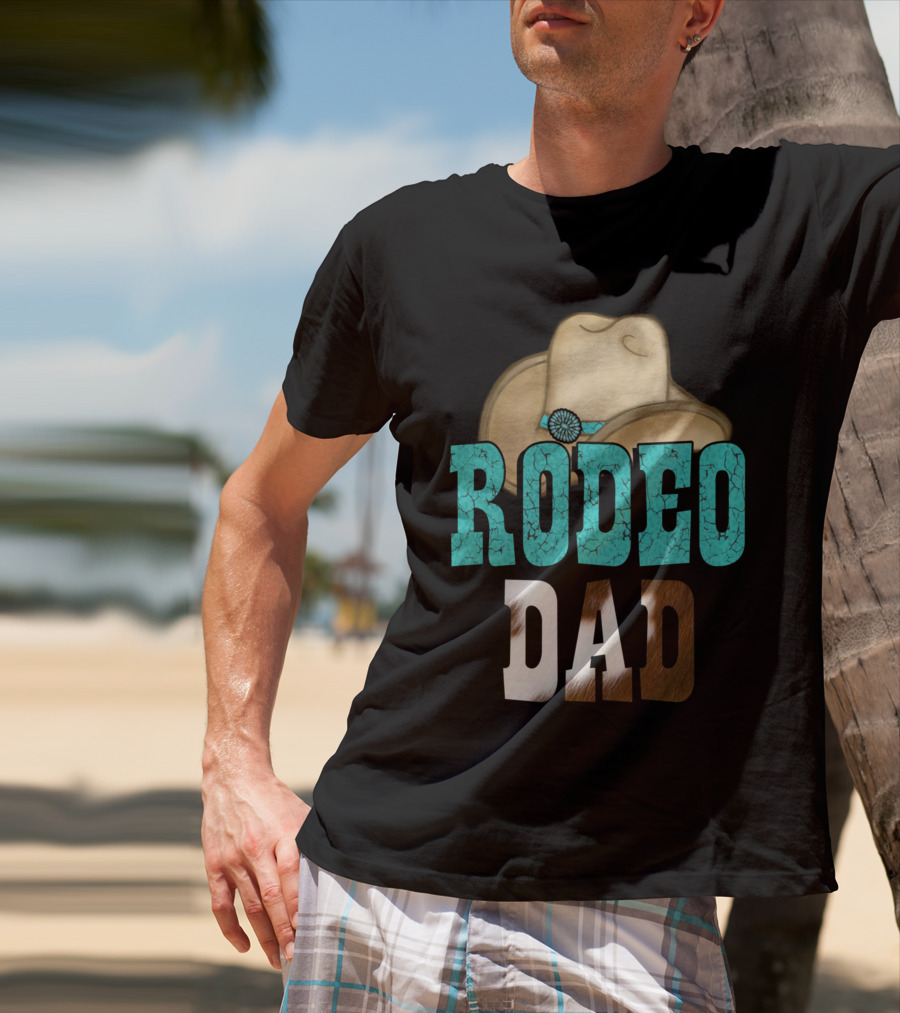 Turquoise Rodeo Dad Cowboy Hat Decor T-Shirt