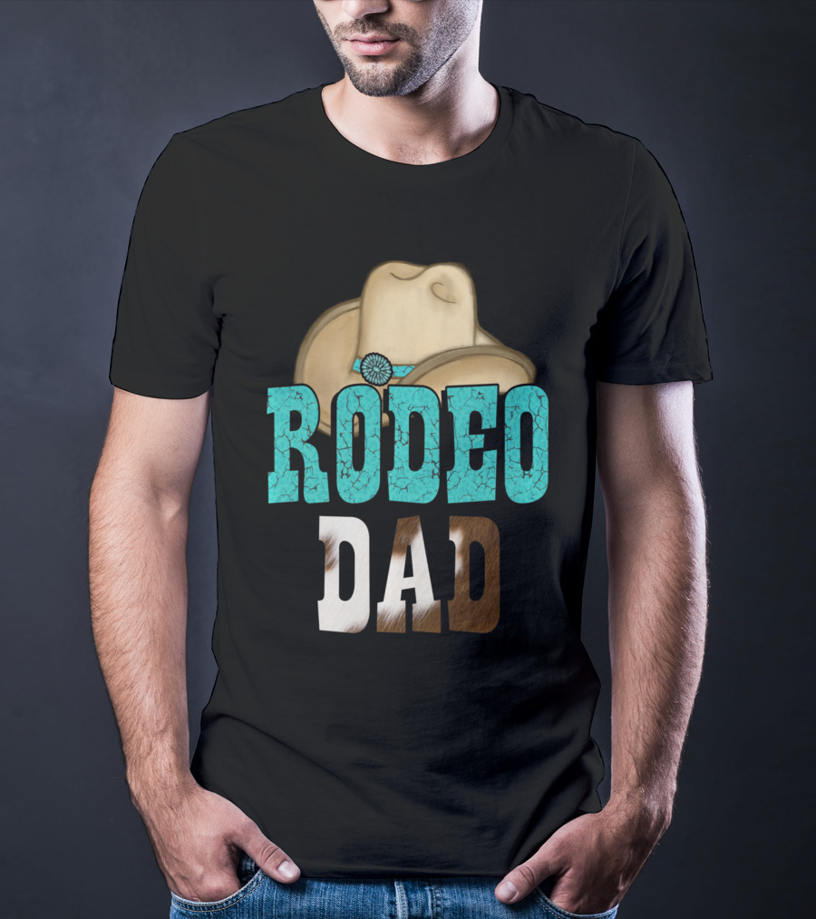 Turquoise Rodeo Dad Cowboy Hat Decor T-Shirt