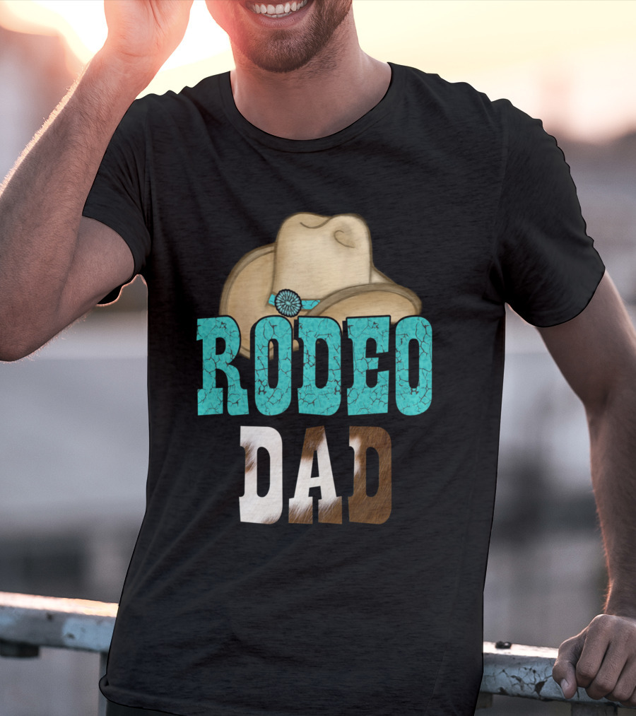 Turquoise Rodeo Dad Cowboy Hat Decor T-Shirt