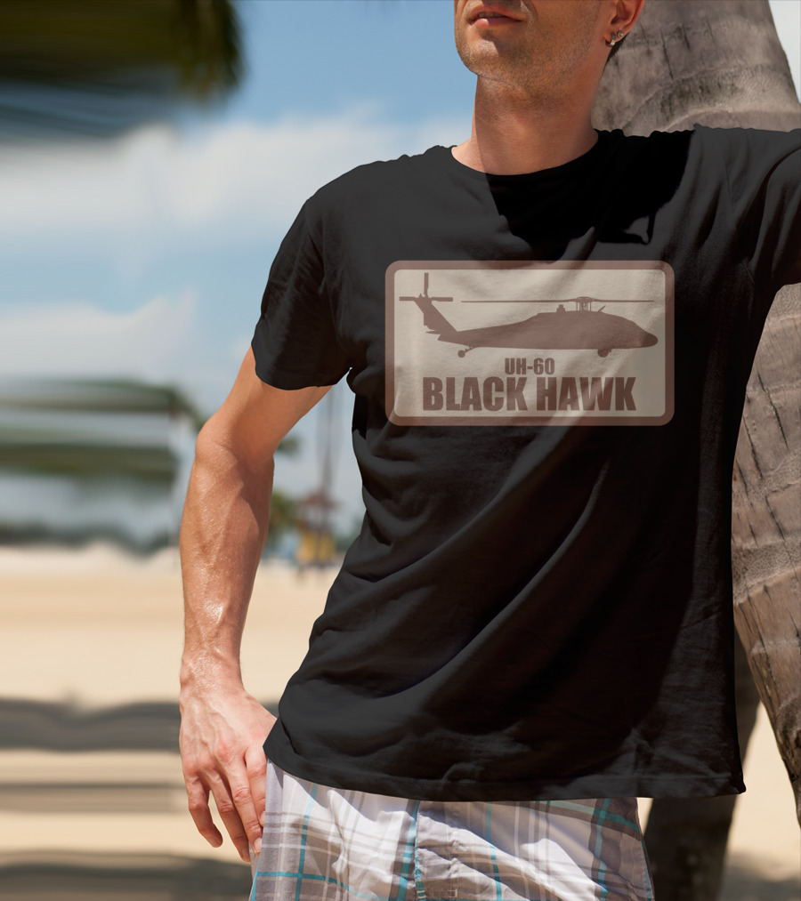 UH-60 Black Hawk Desert Subdued Patch Helicopter T-Shirt