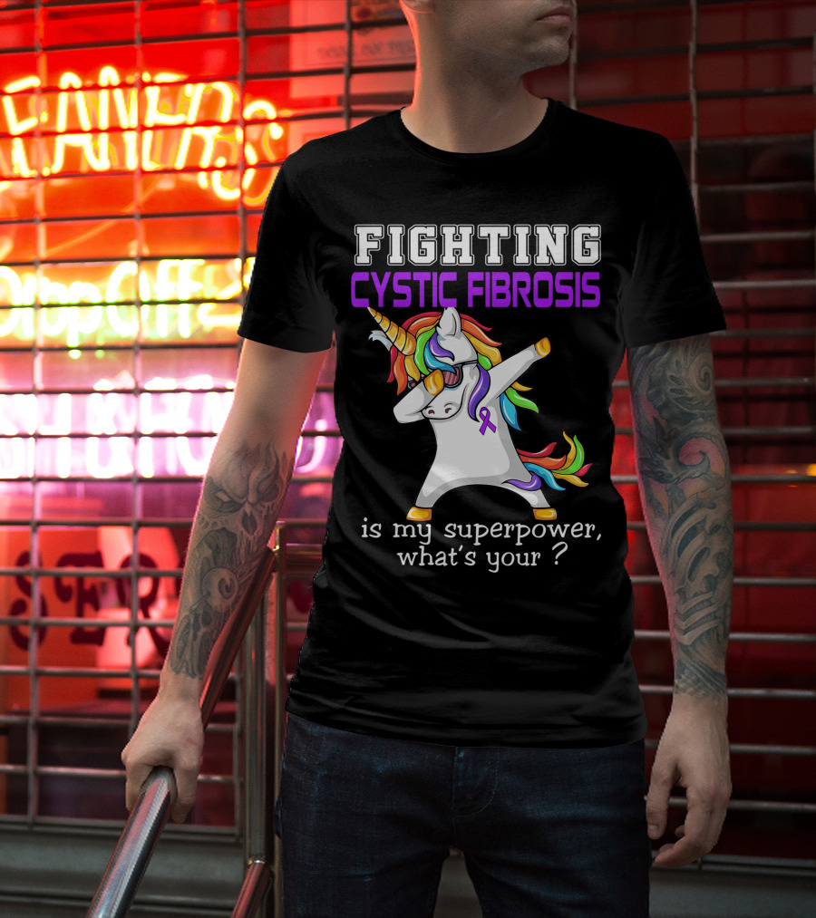 Fighting Cystic Fibrosis Unicorn Superpower Awareness T-Shirt