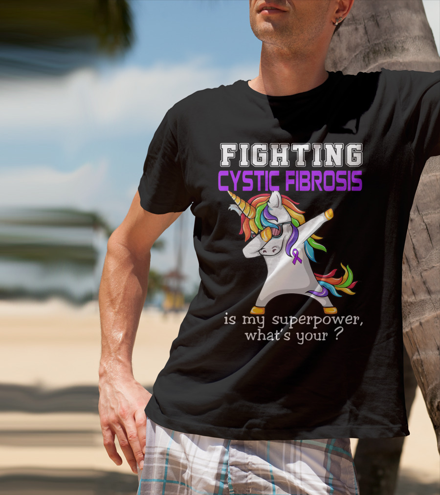 Fighting Cystic Fibrosis Unicorn Superpower Awareness T-Shirt