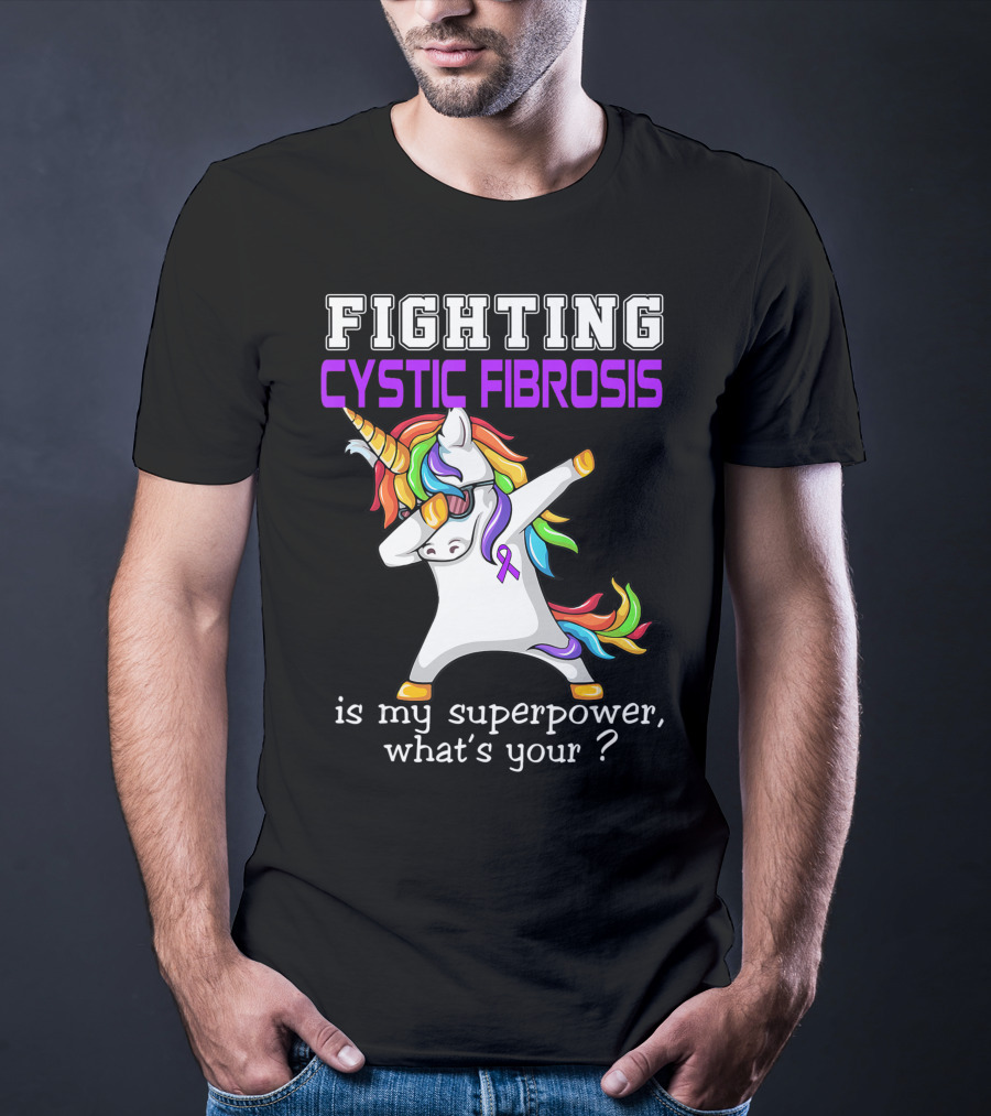 Fighting Cystic Fibrosis Unicorn Superpower Awareness T-Shirt