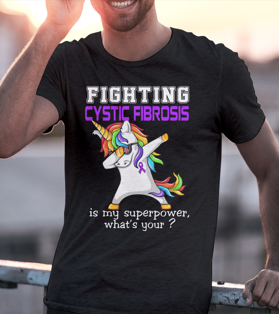 Fighting Cystic Fibrosis Unicorn Superpower Awareness T-Shirt