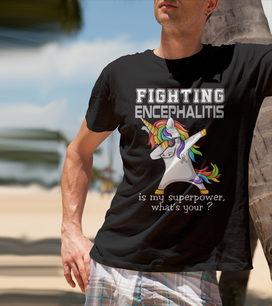 Fighting Encephalitis Unicorn Superpower Awareness T-Shirt