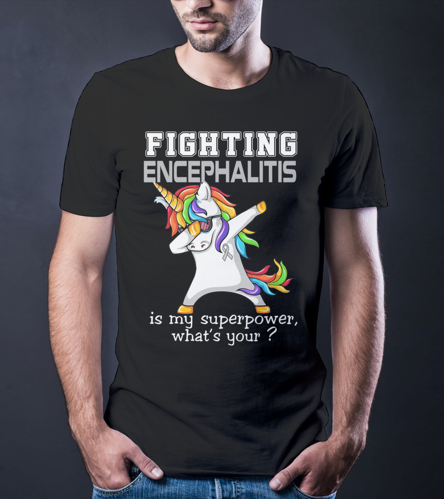 Fighting Encephalitis Unicorn Superpower Awareness T-Shirt