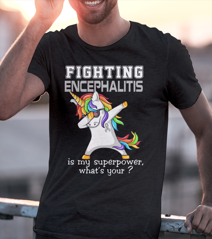 Fighting Encephalitis Unicorn Superpower Awareness T-Shirt