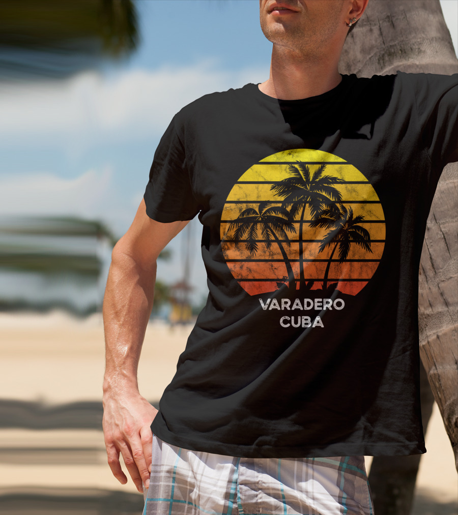 Varadero Cuba Beach Palm Tree Sunset Vacation Scene T-Shirt