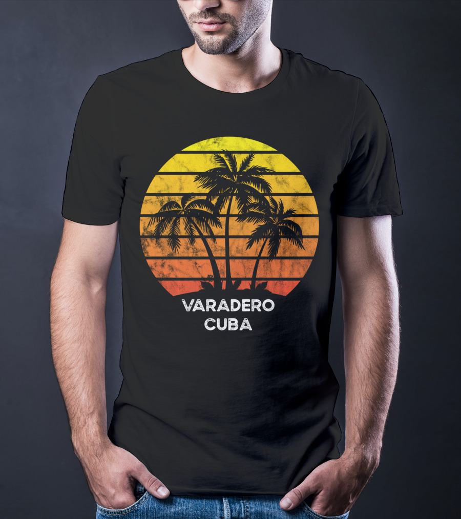 Varadero Cuba Beach Palm Tree Sunset Vacation Scene T-Shirt