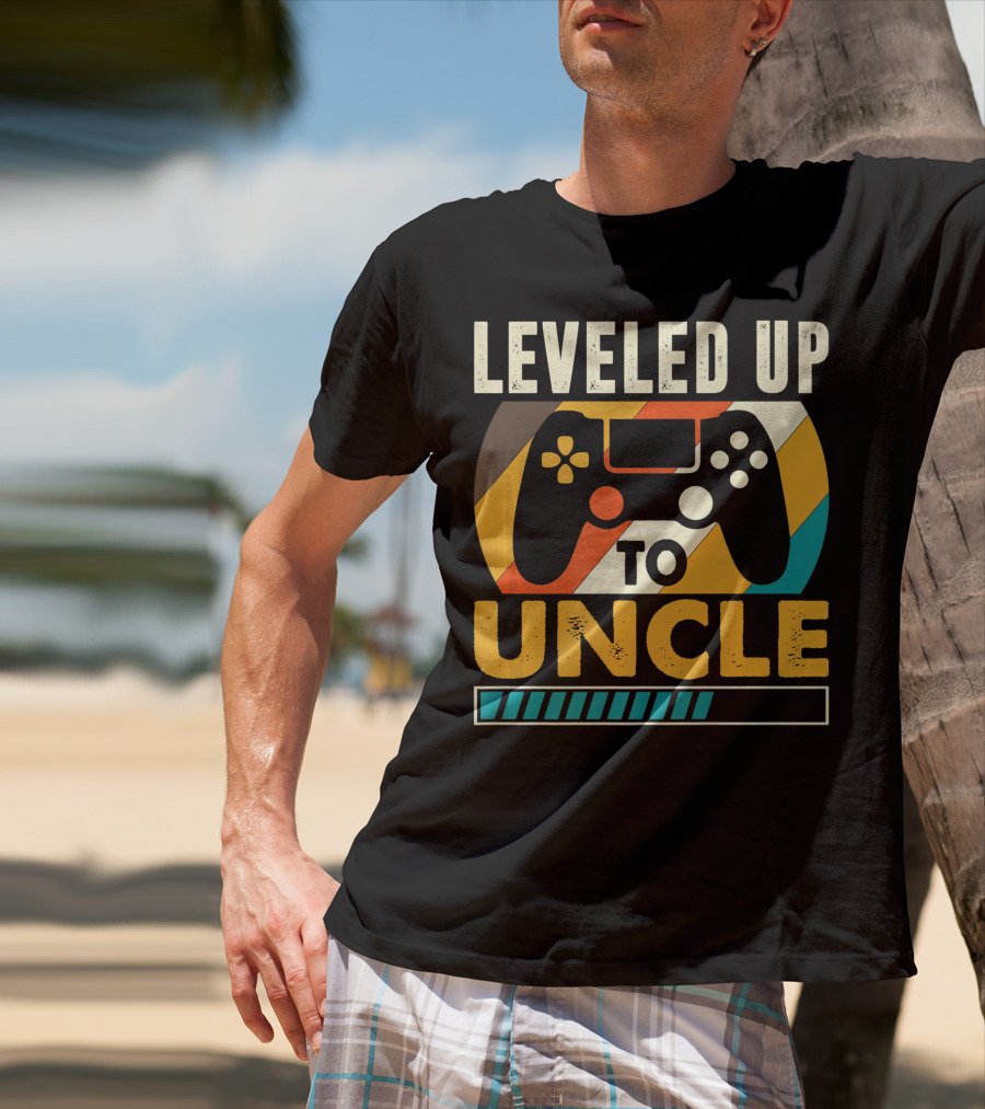 Leveled Up To Uncle Retro Gaming Controller Pregnancy Announcement T-Shirt