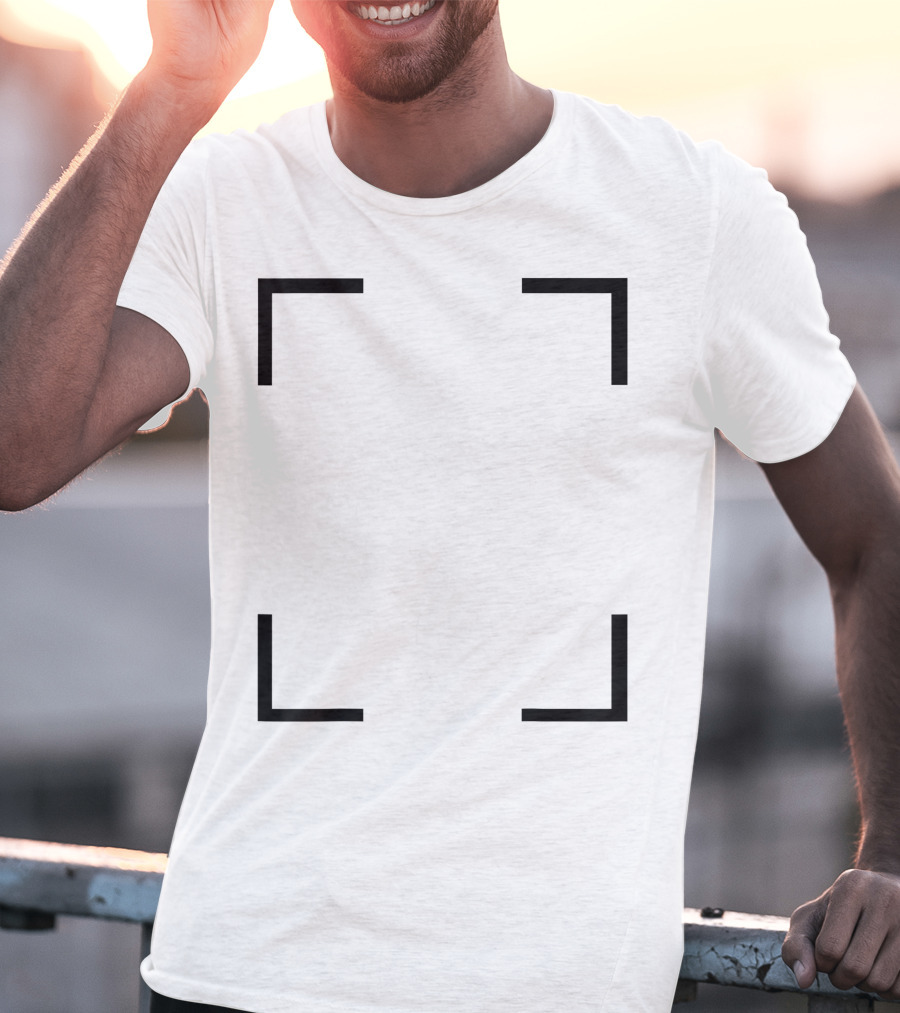 Art Frame Empty Corners Minimalist Black Square T-Shirt