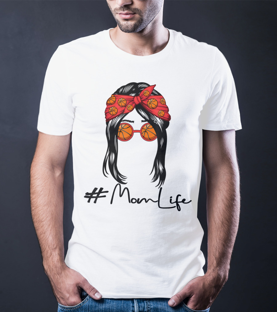 MomLife Basketball Mom Messy Bun T-Shirt