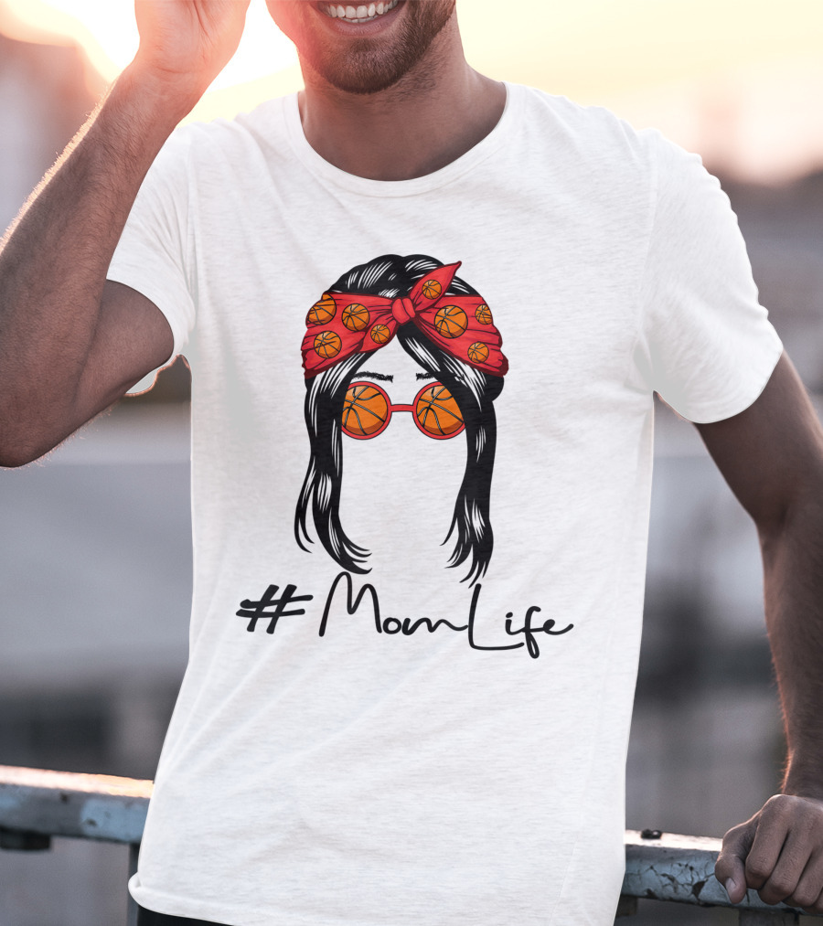 MomLife Basketball Mom Messy Bun T-Shirt