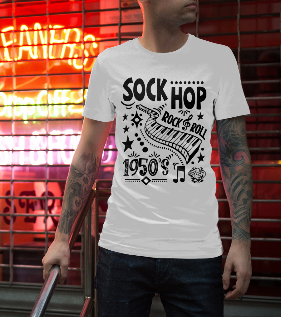 Sock Hop Rock Roll 1950s Piano Music Party T-Shirt