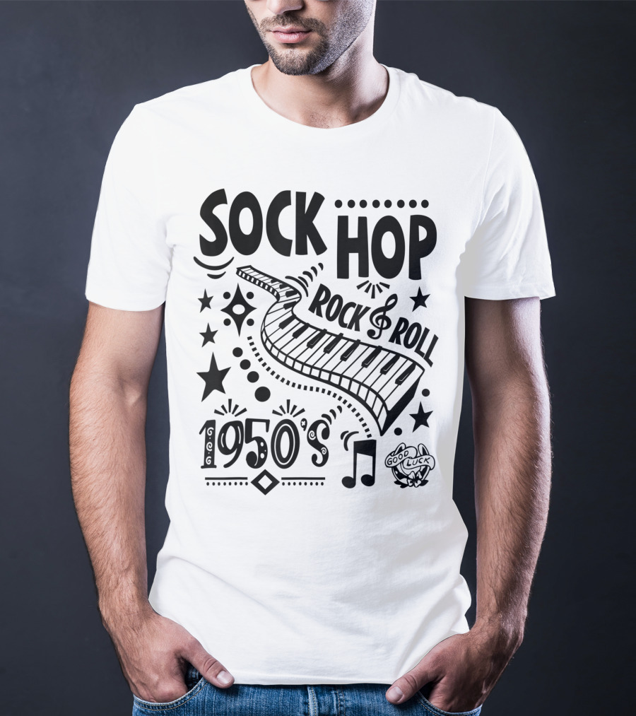 Sock Hop Rock Roll 1950s Piano Music Party T-Shirt
