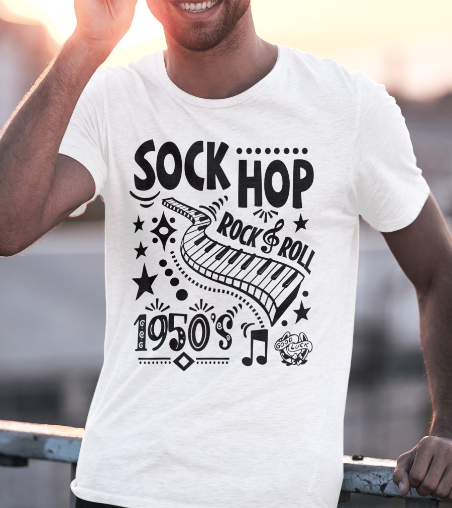 Sock Hop Rock Roll 1950s Piano Music Party T-Shirt