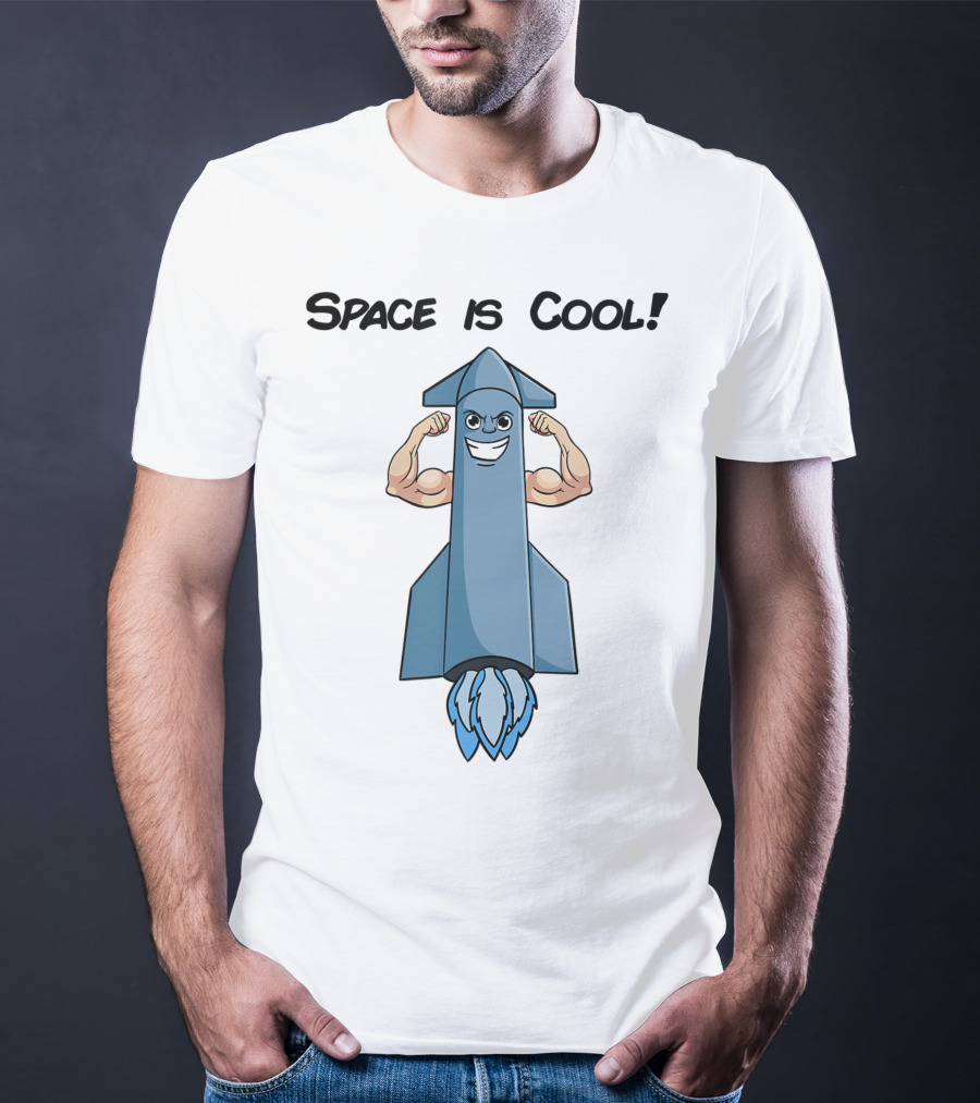 Space Is Cool Rocket Buff Emoji T-Shirt