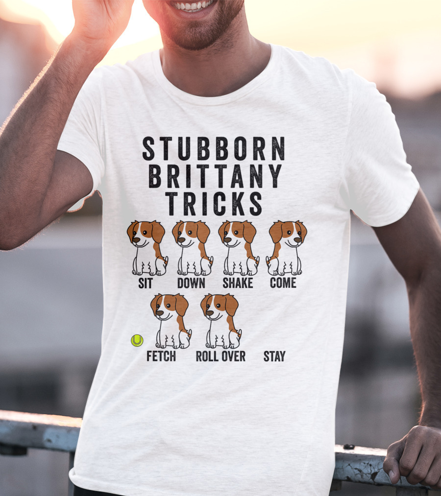 Stubborn Brittany Spaniel Sit Down Shake Come Fetch Roll Over Stay Tricks T-Shirt