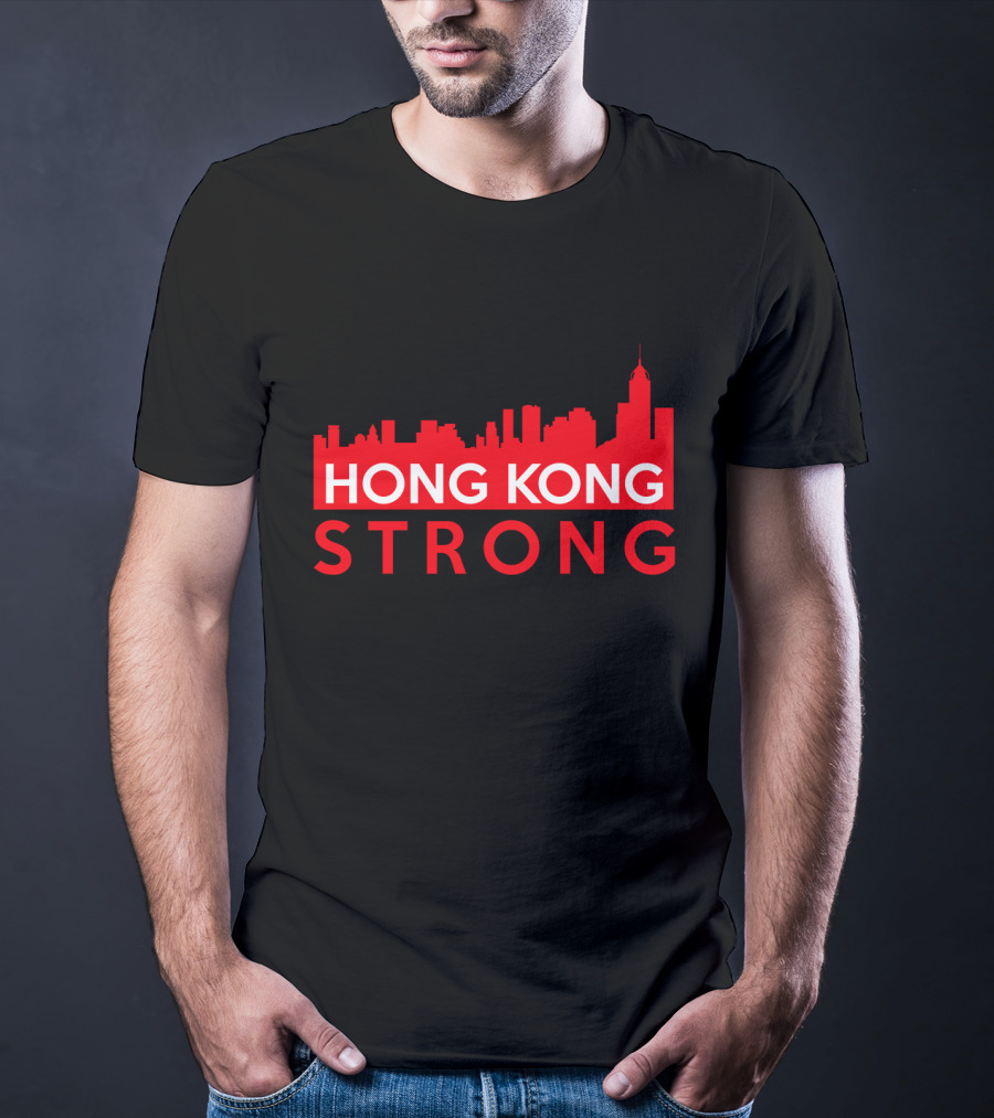 Hong Kong Strong City Red Skyline T-Shirt