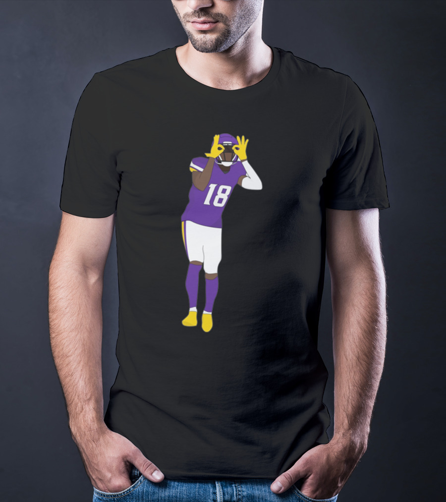 Do The Griddy Griddy Dance Football NFL Player Number 18 Purple And Yellow Uniform T-Shirt