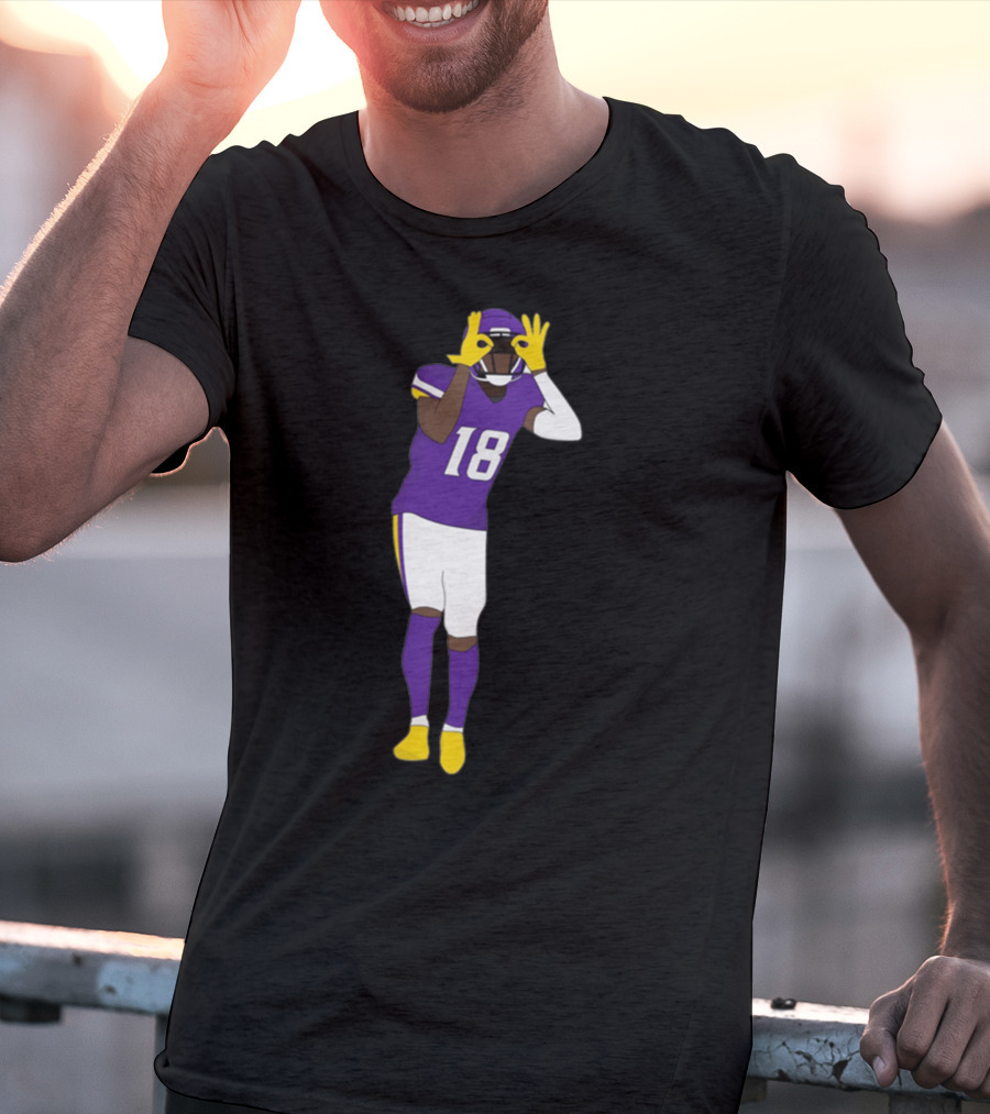 Do The Griddy Griddy Dance Football NFL Player Number 18 Purple And Yellow Uniform T-Shirt