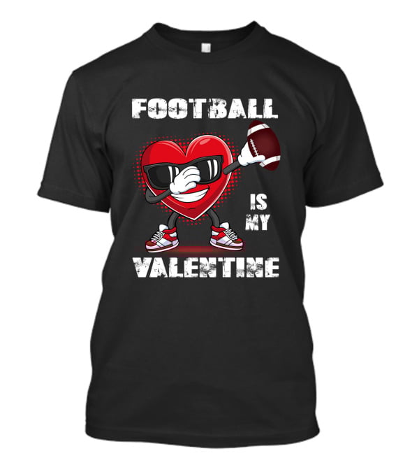 Cute Dabbing Heart Football Lover Valentines Day Boys T-Shirt