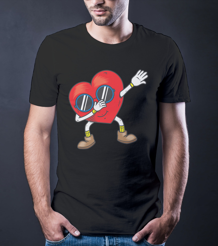 Dabbing Heart With Sunglasses Funny Gifts T-Shirt