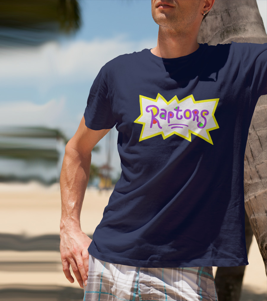 Raptors Retro Pop Art Style Text With Vivid Colors And Bold Outline T-Shirt