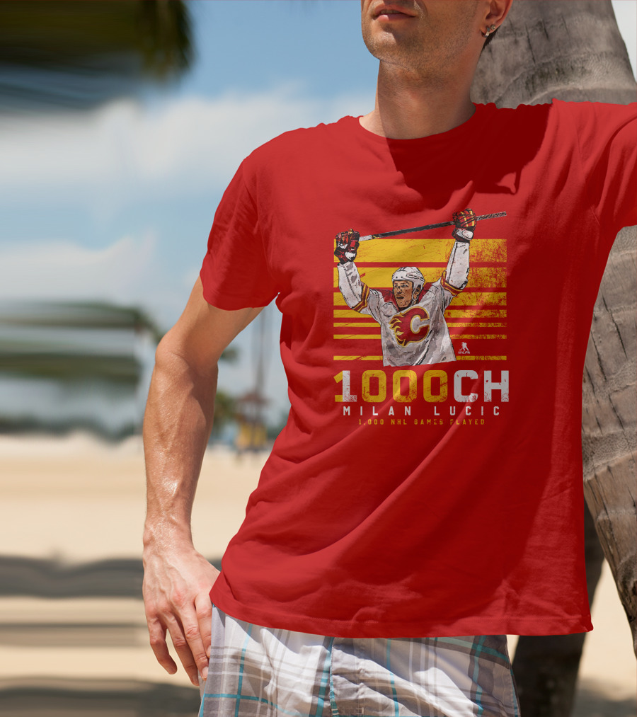 Milan Lucic 1000 NHL Games Played Calgary Flames T-Shirt