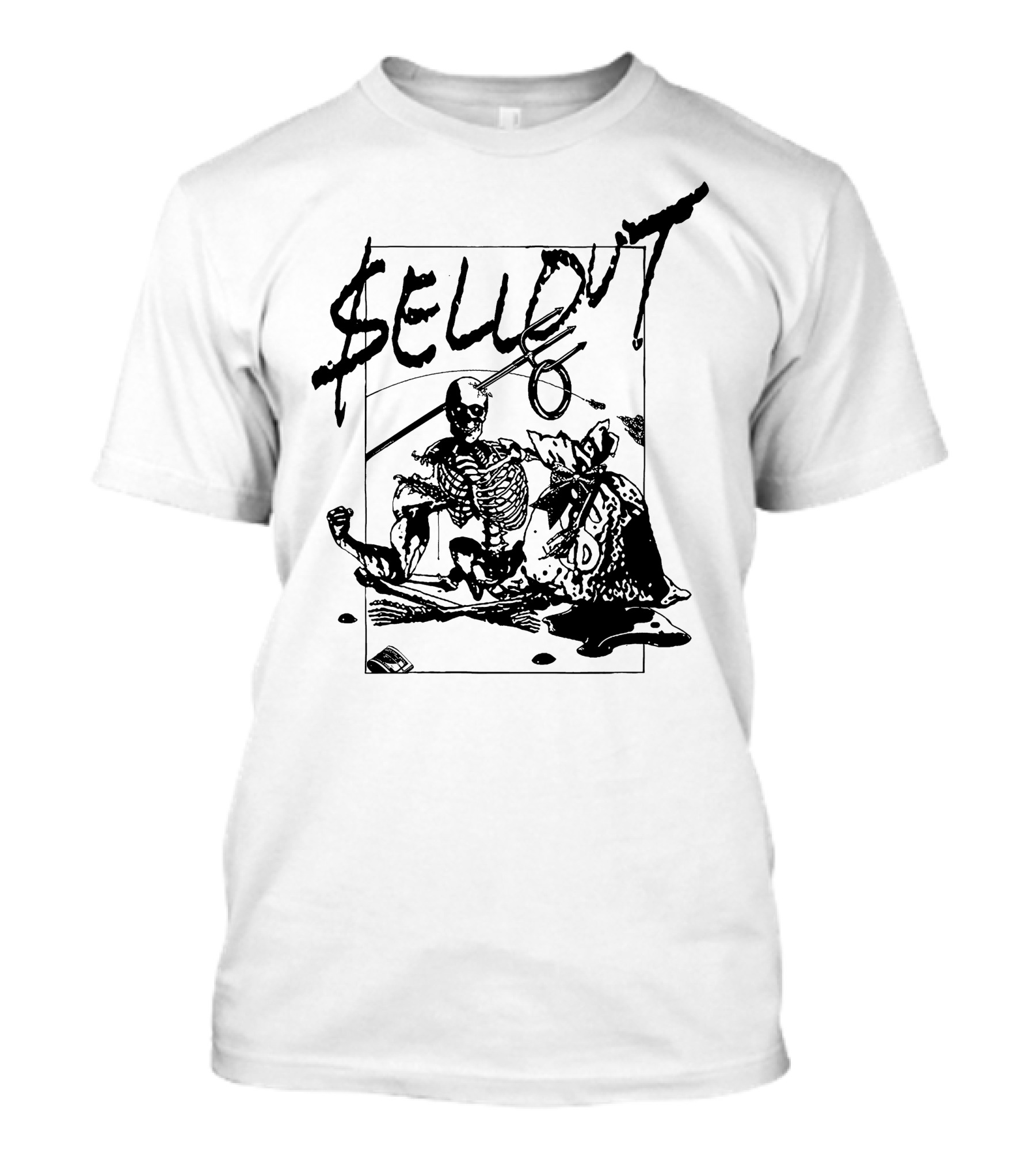 Sellout Skeleton With Money Bag And Dice T-Shirt