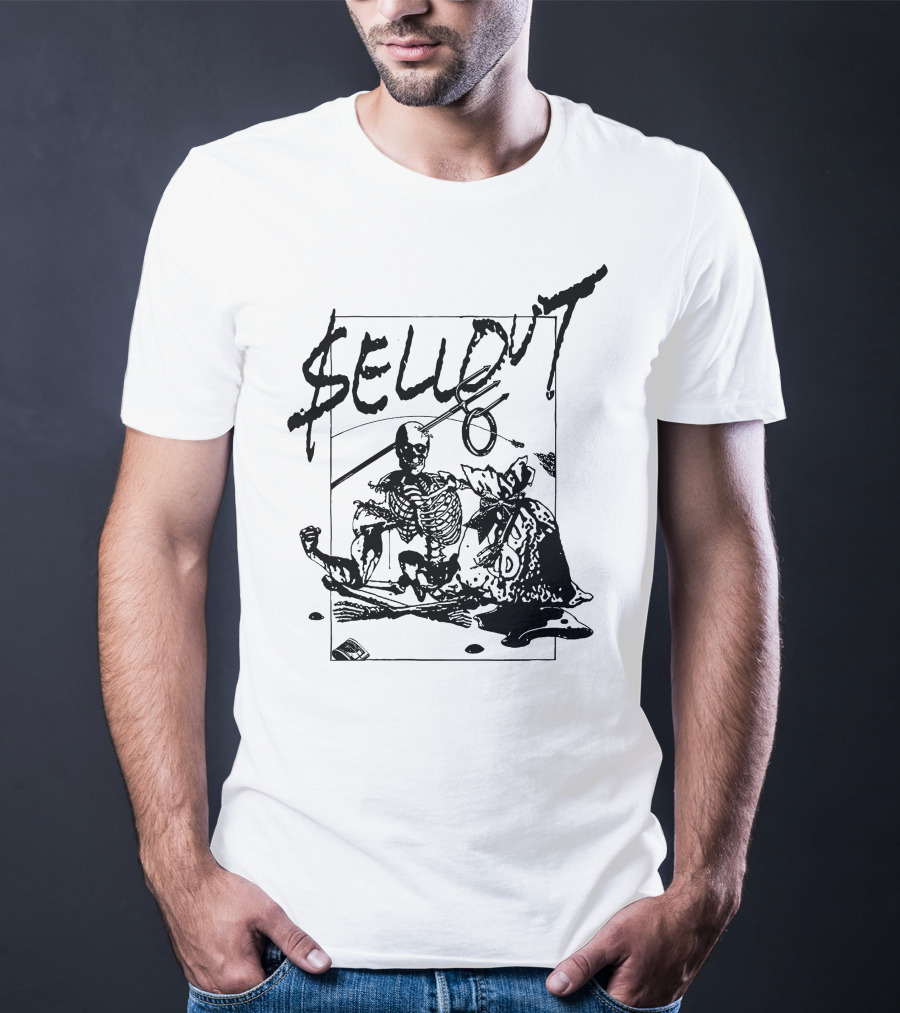 Sellout Skeleton With Money Bag And Dice T-Shirt
