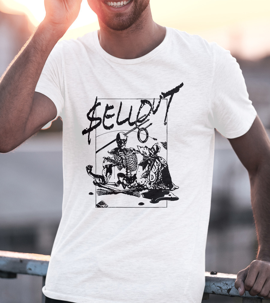 Sellout Skeleton With Money Bag And Dice T-Shirt