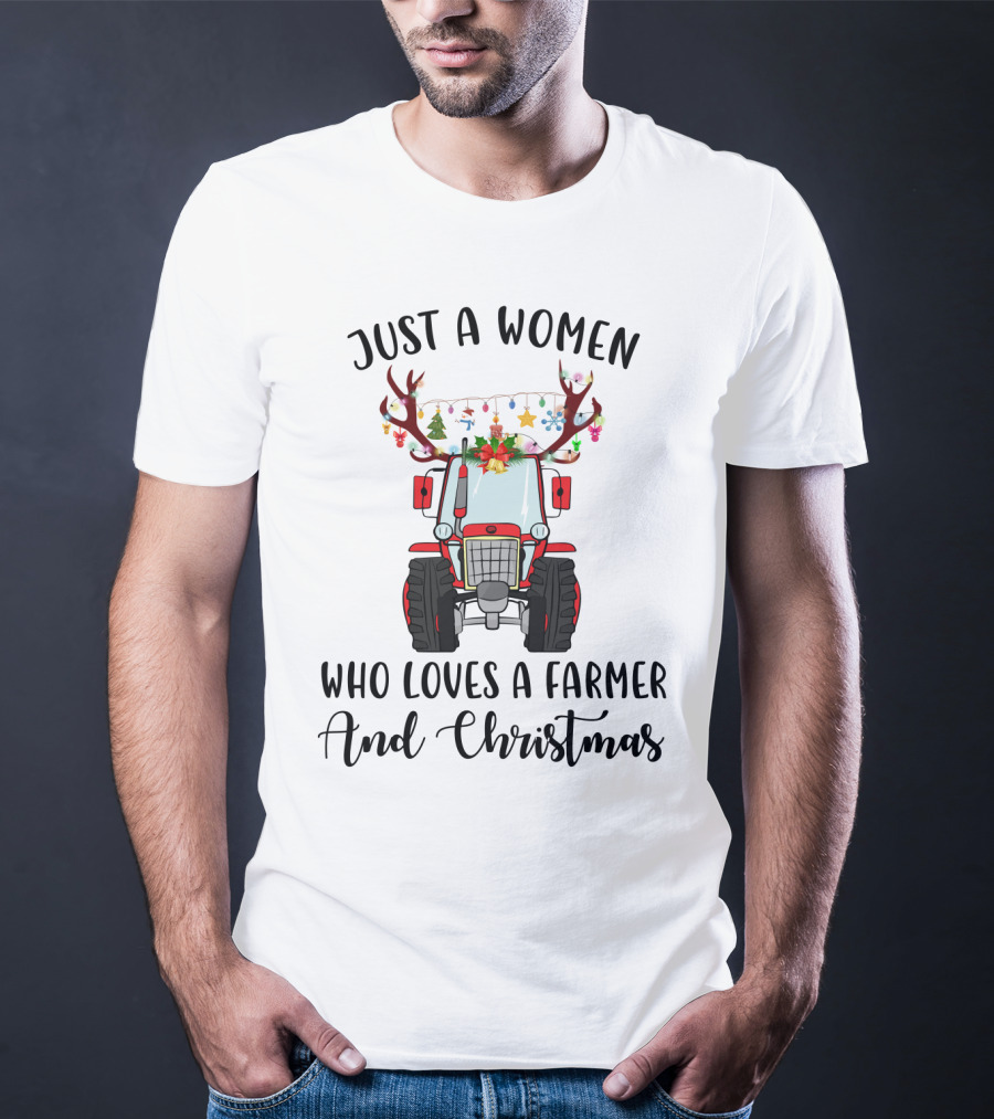 Loving Women Farmers With Christmas Spirit Tractor T-Shirt