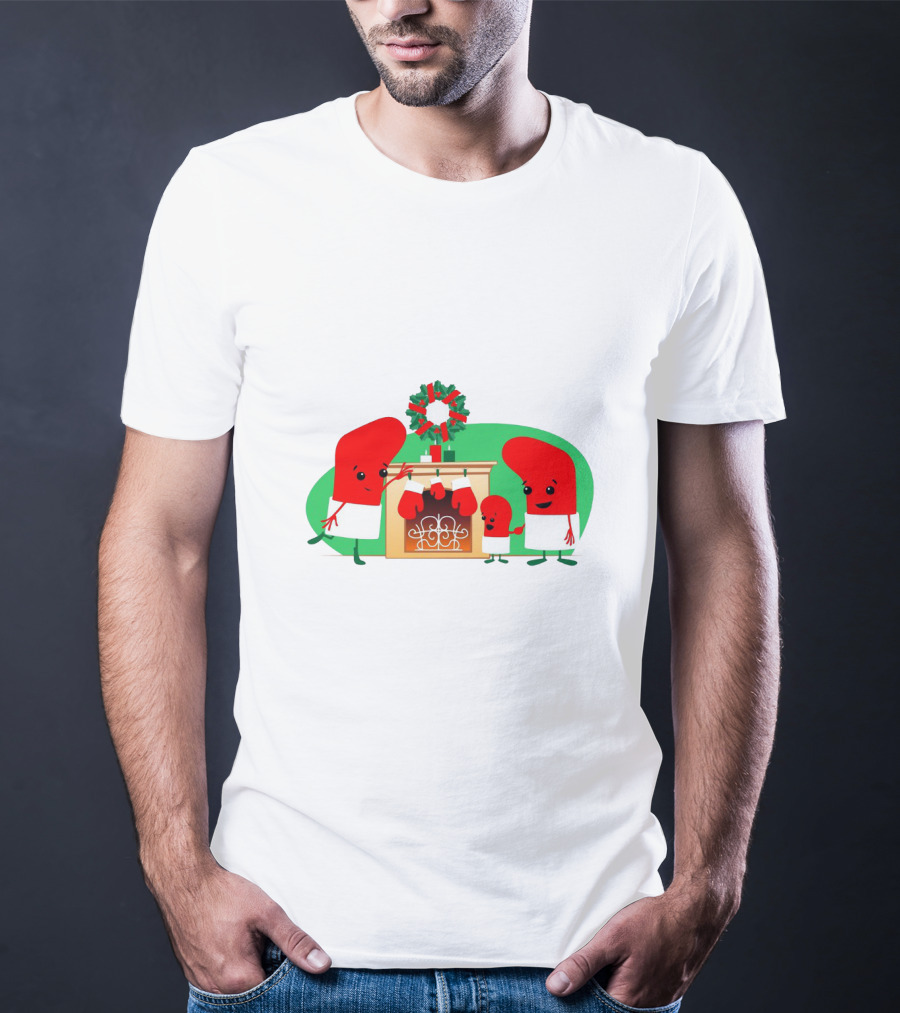 Merry Christmas Family Socks Decorating Fireplace T-Shirt